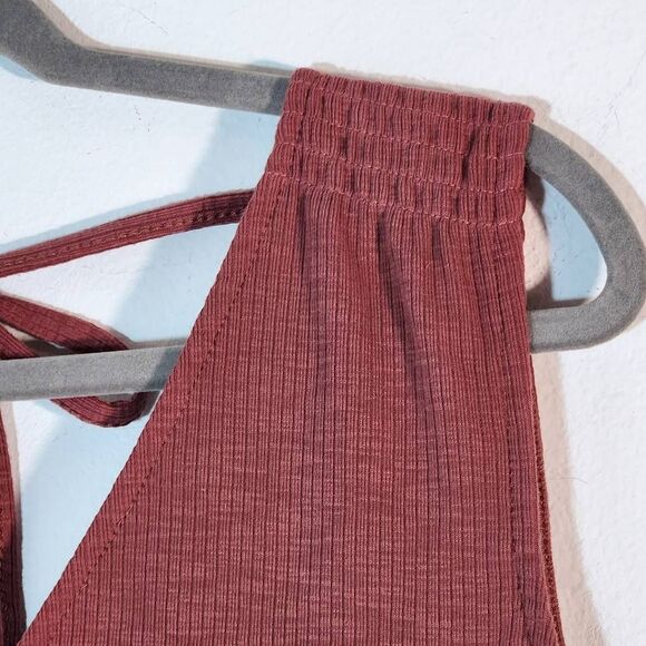 Very J Pink Ribbed Knit Crop Top Size Medium Dusty Pink Crop Top with Fringe - Picture 4 of 9